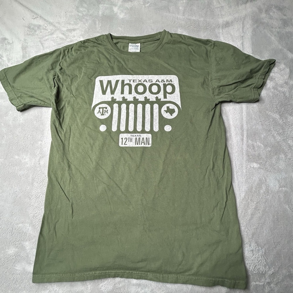 Whoop Jeep Texas A&M 12th Man Green USA Grown Medium Shirt NCAA Aggies